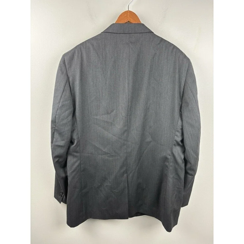 JOS A BANK Signature 100% Wool Gray Herringbone Sport Coat Sz 48L Blazer Jacket